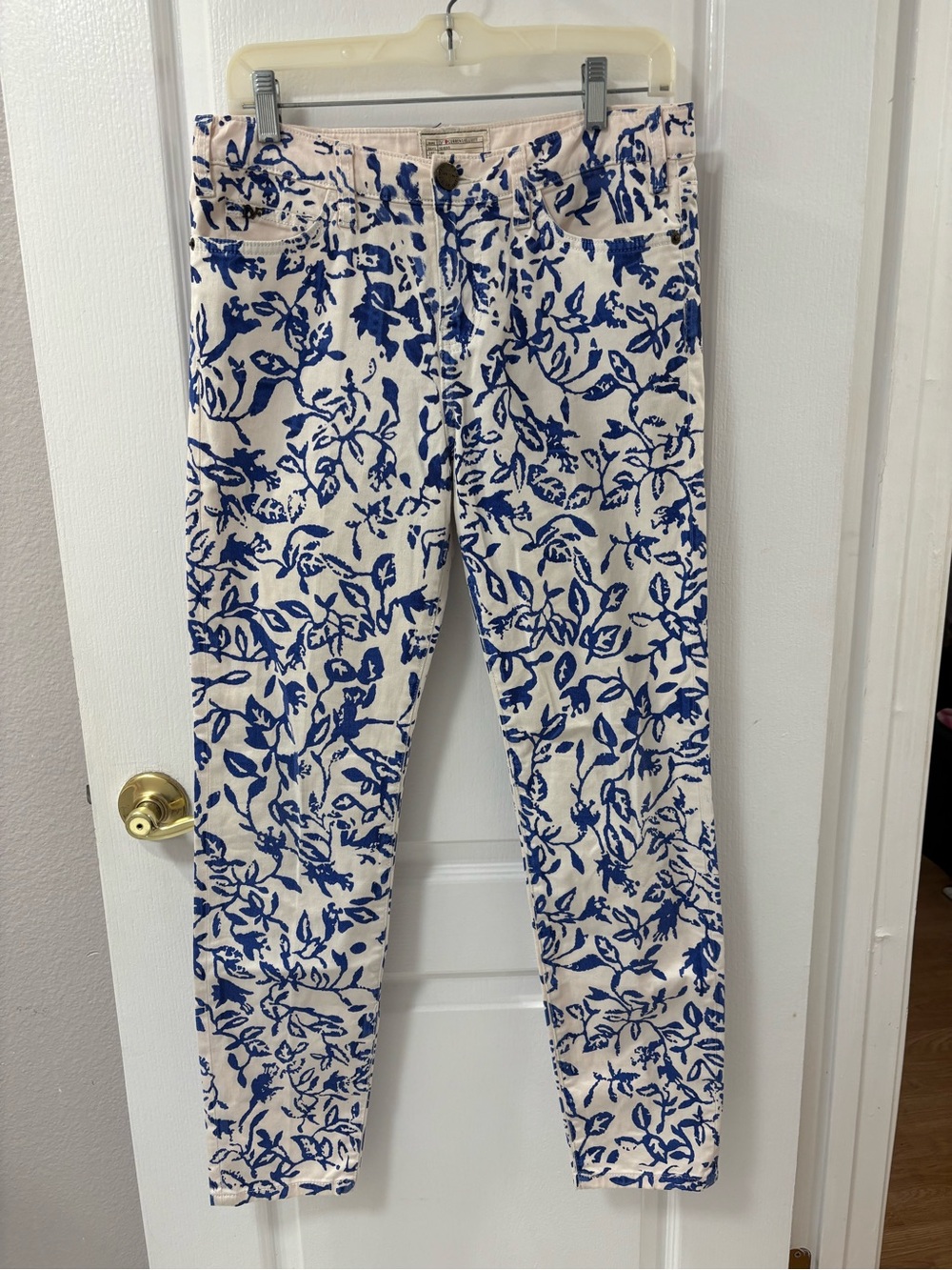 Current/Elliott x DVF Floral Blue White Watercolor Denim Jeans